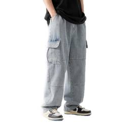 Herren Jeans Y2k Stretch Low Waist Jeanshose Casual Baggy Streetwear Jeans Vintage Loose Straight Leg Pants Cargo Hosen Teenager Skateboard Freizeithose Herren Breite Hosen M - 3XL von IKOJPGMV