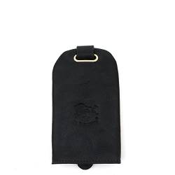 IL BISONTE | Schlüsselglocke aus Rindsleder mit Messingring und Schiebeband - SKH026 | Made in Italy (Schwarz) von IL BISONTE