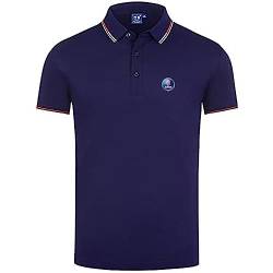 Tennis Shirt Herren S.A.A.B, Freizeit Bequem Slim-Fit Golf-Po.lo-Hemd, Sportbekleidung Top für Tennis Golf Bowling Tischtennis-Dark Blue||L von ILLUMAX
