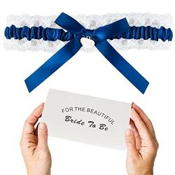 Blau Weisses Strumpfband für Hochzeit - Braut Geschenk - Wedding Garters - etwas Blaue von ILLUVA