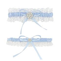 ILLUVA Blau Weisses Strumpfband für Hochzeit - Braut Geschenk - Wedding Garters - etwas Blaue von ILLUVA