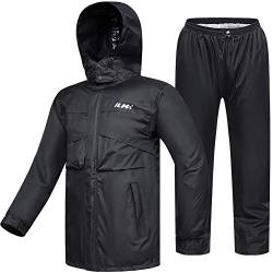 ILM Motorrad Regenkombi Damen Wasserdicht-Regenjacke Verschleißfest, 6 Taschen, 2-teiliges Set mit Jacke und Hose von ILM