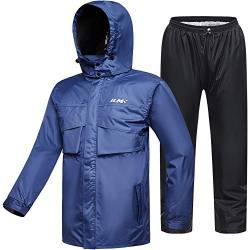 ILM Motorrad Regenkombi Herren Wasserdicht-Regenjacke Verschleißfest, 6 Taschen, 2-teiliges Set mit Jacke und Hose von ILM