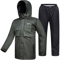 ILM Motorrad Regenkombi Herren Wasserdicht-Regenjacke Verschleißfest, 6 Taschen, 2-teiliges Set mit Jacke und Hose von ILM