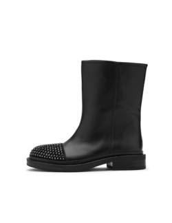 ILVI Chelsea Boots Damen aus Echtes Leder Stiefeletten Schwarz - Creme (Schwarz, EU Schuhgrößensystem, Erwachsene, Damen, Numerisch, M, 38) von ILVI