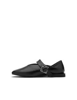 ILVI Schwarze Damen Lackleder Schuhe Loafer, Echtes Leder (Schwarz, EU Schuhgrößensystem, Erwachsene, Damen, Numerisch, M, 38) von ILVI
