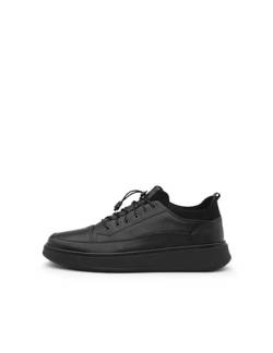 ILVI Schwarze Herren Floater-Leder Sneaker Men's Sneakers, Echtes Leder Schuhe (Schwarz, EU Schuhgrößensystem, Erwachsene, Herren, Numerisch, M, 43) von ILVI