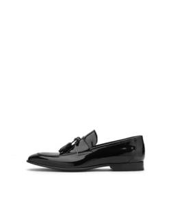 ILVI Schwarze Herren Lackleder Schuhe Loafer Men's Loafers, Echtes Leder (Schwarz, EU Schuhgrößensystem, Erwachsene, Herren, Numerisch, M, 44) von ILVI