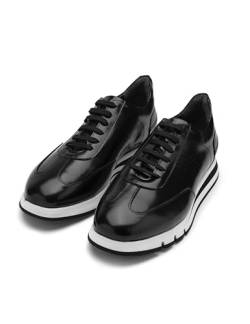ILVI Schwarze Herren Lackleder Sneaker Men's Sneakers, Echtes Leder Schuhe (Schwarz, EU Schuhgrößensystem, Erwachsene, Herren, Numerisch, M, 41) von ILVI