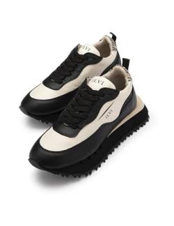 ILVI Schwarze Wildleder und Beige Leder Damen Sneaker Women's Sneakers, Echtes Leder Schuhe (Schwarz, EU Schuhgrößensystem, Erwachsene, Damen, Numerisch, M, 36) von ILVI