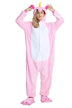 ILWHE Tier Kostüm Jumpsuits Pyjamas Cosplay Kostüm Weihnachten Halloween Schlafanzug für Unisex Erwachsene Jugendliche (L, Rosa) von ILWHE
