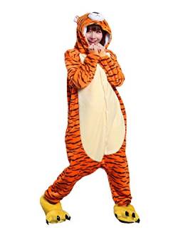 ILWHE Tier Kostüm Jumpsuits Pyjamas Cosplay Kostüm Weihnachten Halloween Schlafanzug für Unisex Erwachsene Jugendliche (L, Tiger) von ILWHE