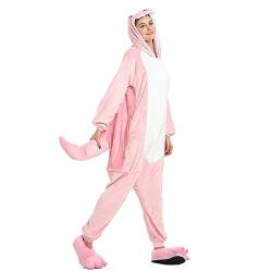 ILWHE Tier Kostüm Jumpsuits Pyjamas Cosplay Kostüm Weihnachten Halloween Schlafanzug für Unisex Erwachsene Jugendliche (M, Rosa Dinosaurier) von ILWHE