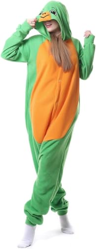 ILWHE Tier Kostüm Jumpsuits Pyjamas Cosplay Kostüm Weihnachten Halloween Schlafanzug für Unisex Erwachsene Jugendliche (M, Schildkröte) von ILWHE