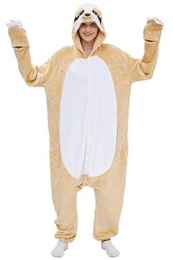 ILWHE Tier Kostüm Jumpsuits Pyjamas Cosplay Kostüm Weihnachten Halloween Schlafanzug für Unisex Erwachsene Jugendliche (S, Sloth) von ILWHE