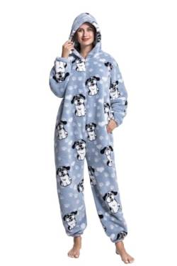ILWHE Tiere Jumpsuit Frauen Fleece Pyjamas Erwachsene Tier Halloween Cosplay Kostüme Loungewear Pyjamas Cosplay (DE/NL/SE/PL, Alphanumerisch, XL, Regular, Regular, Großohrhund) von ILWHE