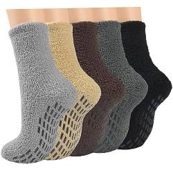 ILovDaisy 5 Paar Kuschelsocken Wintersocken Herren Damen, Warme Stoppersocken Thermosocken Flauschige Socken für Männer Dicke Bettsocken Weihnachtssocken Rutschfeste Haussocken 39-45 von ILovDaisy