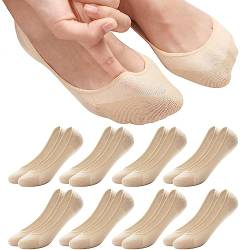 ILovDaisy 8 Paar Füßlinge Ballerina Socken Damen Atmungsaktiv Füsslinge, Unsichtbare Sneaker Socken No Show Rutschfeste Socken mit Siliconpad Kurze Socken Halbsocken Hautfarbe 36-40 von ILovDaisy