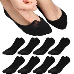 ILovDaisy 8 Paar Füßlinge Ballerina Socken Damen Atmungsaktiv Füsslinge, Unsichtbare Sneaker Socken No Show Rutschfeste Socken mit Siliconpad Kurze Socken Halbsocken Schwarz 39-42 von ILovDaisy