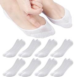 ILovDaisy 8 Paar Füßlinge Ballerina Socken Damen Atmungsaktiv Füsslinge, Unsichtbare Sneaker Socken No Show Rutschfeste Socken mit Siliconpad Kurze Socken Halbsocken Weiß 36-40 von ILovDaisy