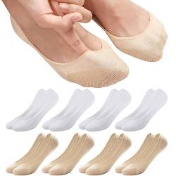 ILovDaisy 8 Paar Füßlinge Ballerina Socken Damen Atmungsaktiv Füsslinge, Unsichtbare Sneaker Socken No Show Rutschfeste Socken mit Siliconpad Kurze Socken Weiß Hautfarbe 36-40 von ILovDaisy