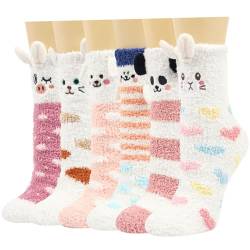 ILovDaisy Kuschelsocken Damen 6 Paare Warme Flauschige Socken, Weihnachtssocken, Dicke Wintersocken Haussocken, Kuschel Bettsocken Schlafsocken Thermosocken für Weihnachten als Geschenke von ILovDaisy