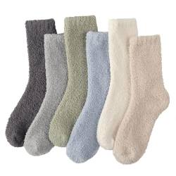 ILovDaisy Kuschelsocken Damen 6 Paare Warme Flauschige Socken, Weihnachtssocken, Dicke Wintersocken Haussocken, Kuschel Bettsocken Schlafsocken Thermosocken für Weihnachten als Geschenke von ILovDaisy