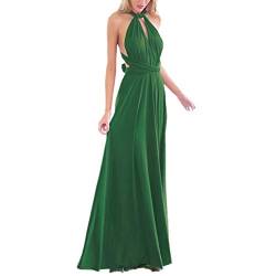 Damen Elegant Brautjungfernkleid Multiway V-Ausschnitt Rückenfrei Partykleid Ärmellos Schulterfrei Bodenlang Cocktailkleid Sommerkleid Formal Festlich Abendkleid Abschlussball Ballkleid Grün XS von IMEKIS