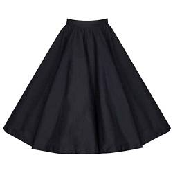 Damen Vintage Swing Rock 1950er Jahre Faltenrock Retro Rockabilly Midirock Elegant Cocktail Partyrock Sommerrock A-Linie Einfarbig High Waist Röcke Knielänge Tellerrock Schwarz L von IMEKIS