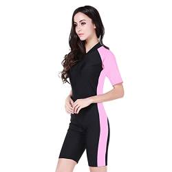 IMEKIS Damen Einteiliger Badeanzüge Langarm Rash Guard Tauchanzug Blumendruck Reißverschluss Bademode Neoprenanzug UPF 50+ Surfen Schnorcheln Wassersport Schwimmanzug Swimsuit Rosa M von IMEKIS