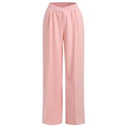 IMEKIS Damen Freizeithose Jogginghose Sporthose Elastisch Hohe Taille Breites Bein Hosen Einfarbige Palazzo Lounge Hose Laufenhose Lange Gerade Bein Hosen Rosa M von IMEKIS