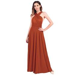 IMEKIS Elegantes Abendkleid für Damen, Multiway-Umwandelbares Bandagekleid, ärmellos, V-Ausschnitt, schulterfrei, Brautjungfer, Hochzeit, Cocktail, formelle Party, Maxikleid, coffee, X-Large von IMEKIS