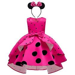 IMEKIS Kinder Blumenmädchen Kleid Vintage Polka Dots Rüschen Partykleid Prinzessin Hi-lo Tutu Rock Bowknot Hochzeit Festlichkleid Geburtstag Outfit Festzug Ballkleid Rose 4-5 Jahre von IMEKIS