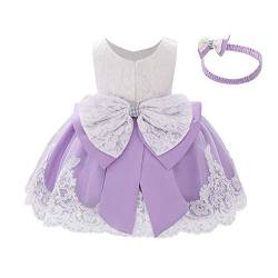 IMEKIS Neugeborenes Baby Blumenmädchen Kleid Spitze Prinzessin Bowknot Partykleid Hochzeit Festlichkleid Geburtstag Taufkleid Formale Outfit Kleinkind Kinder Festzug Tutu Ballkleid Lila 18-24 Monate von IMEKIS