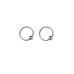 20 g Sterling-Silber Ball Bead Sleeper Kleine Creolen Tragus Knorpel Nasenringe Septum Piercing Huggie Hoops 8 mm 10 mm, Weißgold von IMINI