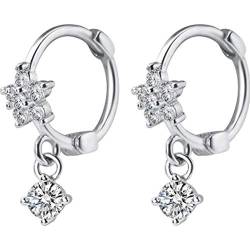 CZ Dangle Drop Huggie Hoop Ohrringe für Frauen Teen Mädchen 925 Sterling Silber Charms Tiny Strass Gänseblümchen Blume Scharnier Kleiner Knorpel Stud Tragus Zierliche Mode Schmuck Hypoallergen von IMINI