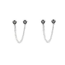 CZ Double Piercing Quaste Kette Tropfen Kleine Ohrstecker Ohr Manschette Ohrringe für Frauen Mädchen Edelstahl Minimalistische Einfädler Crawler Klettern Knorpel Schmuck, 5mm CZ, Metall, Neu von IMINI