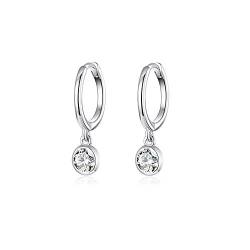 CZ Lünette Creolen für Damen Mädchen 925 Sterling Silber Charms Minimalistischer Winziger Runder Zirkonia Tropfen Knorpel Helix Tragus Diamant Solicate Hypoallergener Schmuck von IMINI