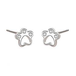 CZ Pfote Ohrringe für Frauen Mädchen S925 Sterling Silber Zirkonia Tiny Stud Tragus Post Pin Niedliche Pfote Katze Welpe Hund Print Ohrringe Hypoallergene Schmuck Geschenk für Haustierliebhaber von IMINI