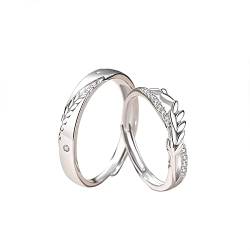 CZ Weizen Paar Ringe für Damen Herren Sterling Silber 925 Ring Zirkonia Verstellbar Fingerband Verlobungsringe Versprechen Ringe Ehering von IMINI