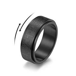 Christian Jesus Christus Herr Gebet Rotierender Stressabbau Spinner Fidget Band Ringe für Männer Frauen Mädchen für Angst Finger drehen frei Edelstahl Versprechen Paar Ring Geburtstag, Metall, Neu von IMINI