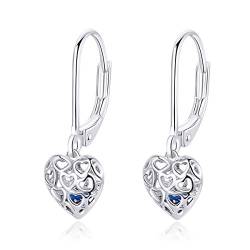 Diamant Herz Ohrringe 925 Sterling Silber Liebesherz Baumelnde Ohrringe Ziconia Creolen Zierlicher Ohrschmuck von IMINI