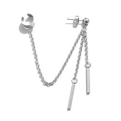 Doppelstange Quaste Ear Cuff Crawler Climber Kette Einfädler Ohrhänger für Frauen Männer Mädchen Knorpel Edelstahl Kugelbolzen Clip auf Reifen Wrap baumelnde Mode Geburtstagsschmuck von IMINI