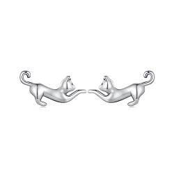 Freche Katzen Ohrstecker Sterling Silber 925 für Damen Mädchen Niedliche Tier Ohrringe Knorpel Tragus Ohrstecker Hypoallergen von IMINI