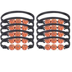 IMINI Basketball-Armband für Herren, Jungen, Mädchen, leicht, geflochtenes Armband, einfaches, klassisches Acryl, Basketball, verstellbare Kette, Charm, minimalistischer Sportschmuck, Geschenke für von IMINI