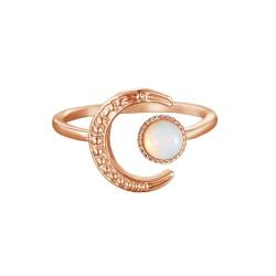 IMINI Künstlicher Mondstein, Halbmond, Opal, Sonne, dünne Ewigkeitsringe für Damen, Mädchen, Teenager, zierlich, minimalistisch, stapelbar, Fingerring, offen, verstellbar, erweiterbar, beste Freundin, von IMINI