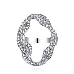 IMINI Luxus Zirkonia Ring für Damen Strass Kristall Blumen Finger Ring Verlobungs Ring Versprechens Ring Ovaler Offener Statement Ring (Ovale Form) von IMINI
