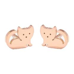 Kleine Ohrstecker mit niedlicher Katze, für Damen, Teenager, Mädchen, Edelstahl, Kätzchen, Knorpel, kleine Ohrstecker, einfacher Schmuck, Geschenk, Geburtstag, Edelstahl, Neu von IMINI