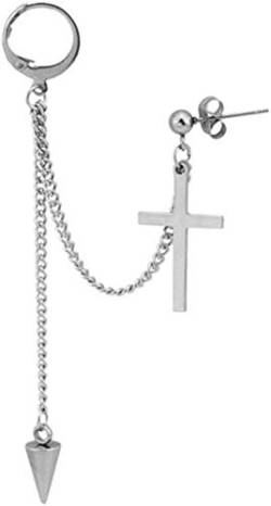 Kreuz-Spike-Einfädler Quaste Kette Manschette Wrap Kleine Hoop Lange Dangle Drop Ohrringe für Männer Frauen Knorpel Stud Zwei Löcher Punk Climber Crawler Hip Hop Rock Kpop Gothic Piercing Geschenke von IMINI