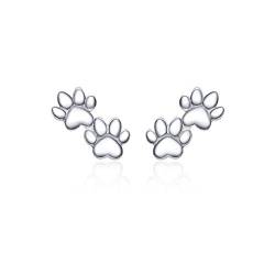 Lovely Puppy Pet Paw Ohrstecker S925 Sterling Silber für Frauen Mädchen Niedlich Tier Hund Auto Fußabdruck Ohrring Ohrstecker Piercing Hypoallergen Modeschmuck von IMINI